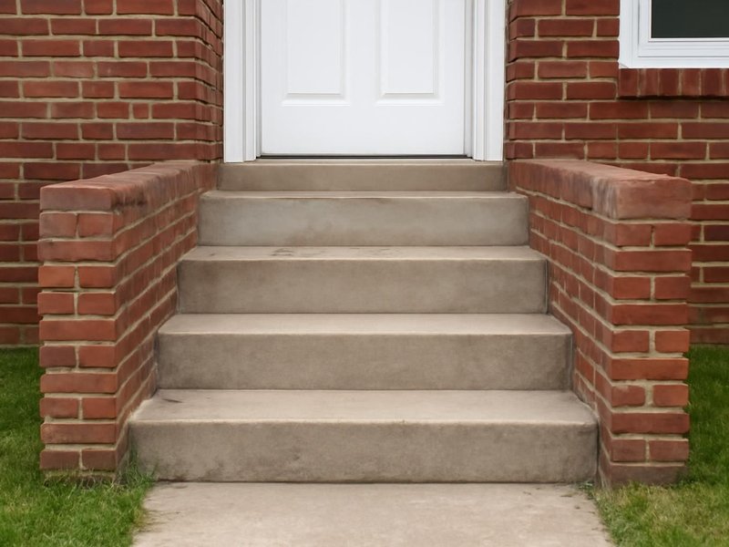 AI concept: Existing condition: front steps with brick cheek walls pulling away