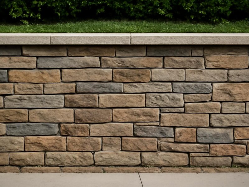AI concept: Remodeled idea: wall faced with natural stone veneer and a cap