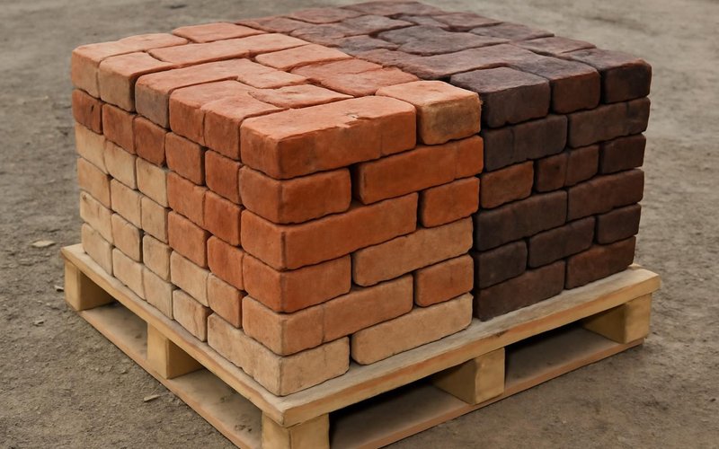 AI concept: Reclaimed brick sorted by color on a pallet