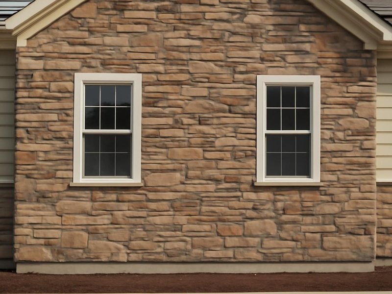AI concept: Stone veneer on a front facade