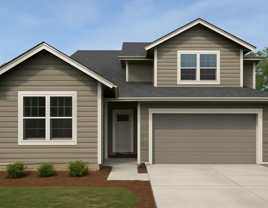Ground-floor primary suite addition on the left, suite built over a garage on the right