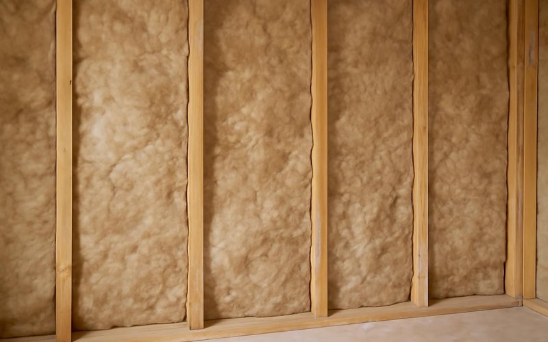 Sound insulation batts in a bedroom wall