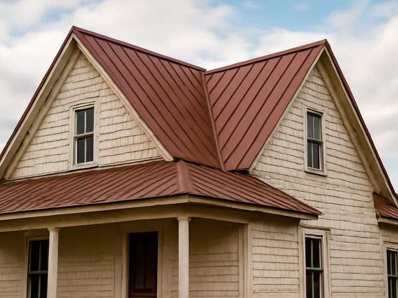 AI concept: Existing condition: worn brown shingles on a farmhouse