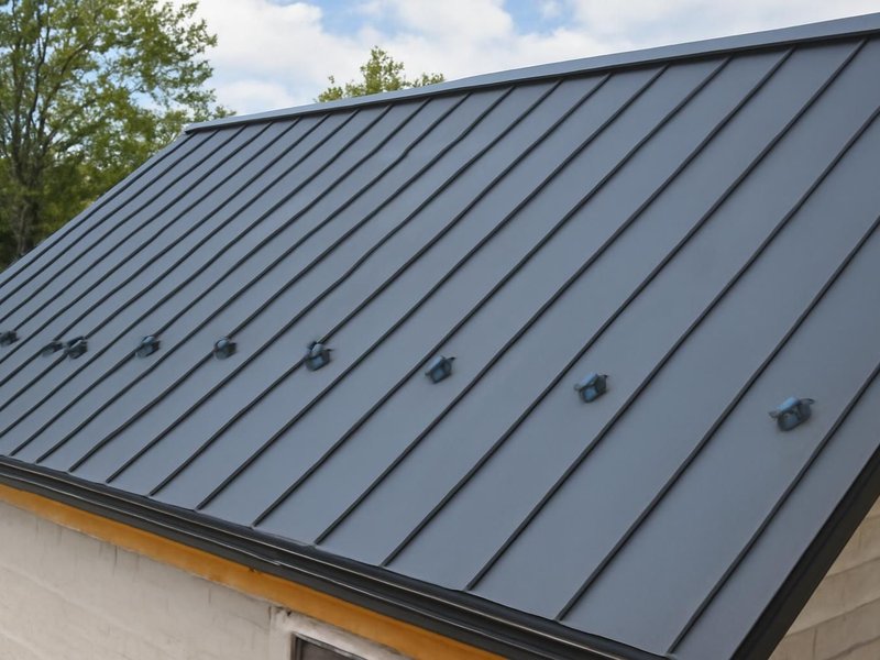 AI concept: Remodeled idea: new charcoal standing seam with snow guards