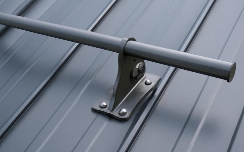 AI concept: Clamp-on snow guard rail fixed to standing seams
