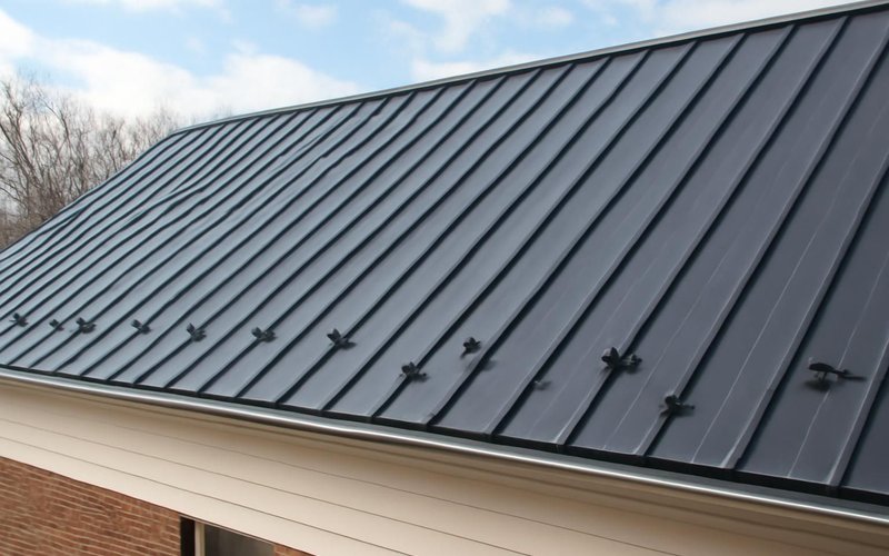 AI concept: Finished standing seam roof with snow guards