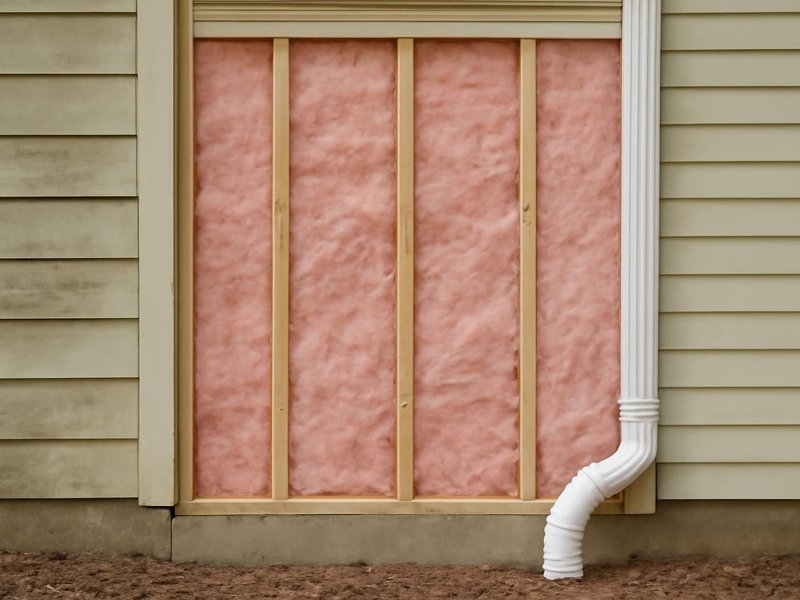 AI concept: Remodeled idea: wall rebuilt with new insulation and the downspout redirected