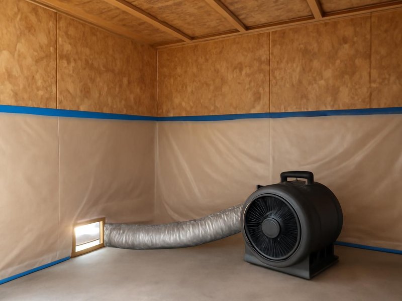 AI concept: Remodeled idea: sheathing cleaned and sealed, fan ducted outside