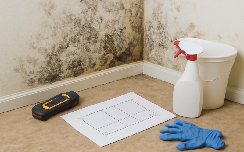 AI concept: Crew lead reviewing a mold remediation plan