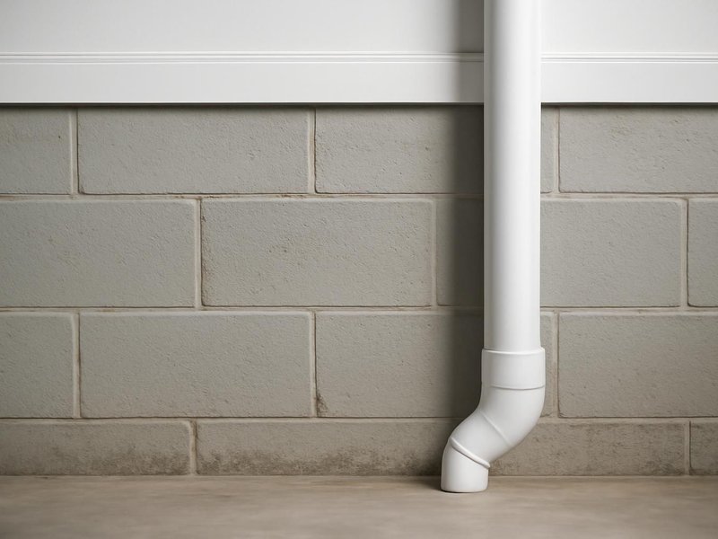 AI concept: Basement wall and downspout