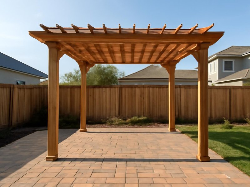 Before: west-facing paver patio in full afternoon sun