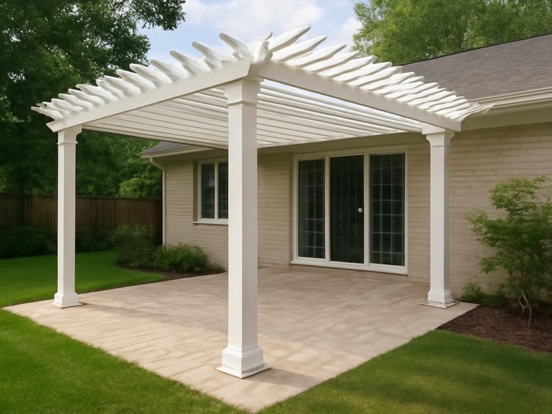Painted pine pergola, patio