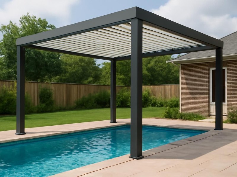 Louvered roof by the pool