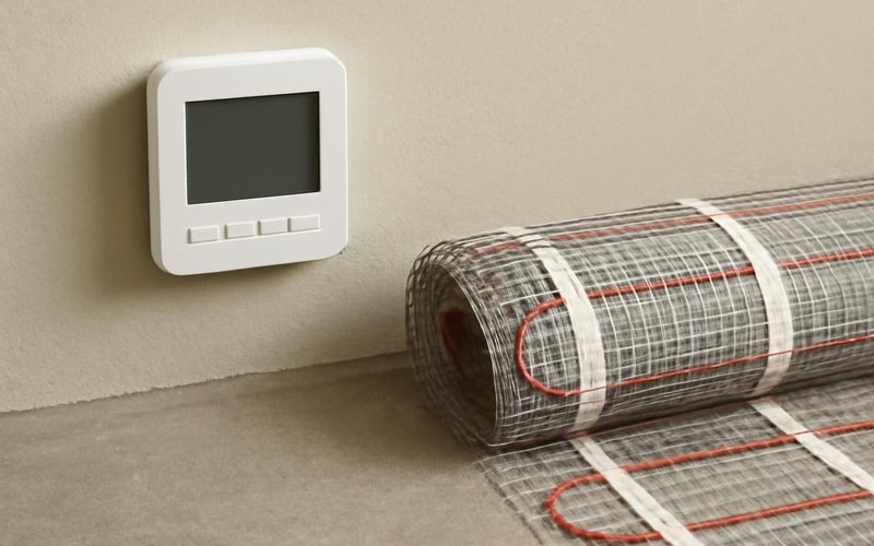 Programmable thermostat for a heated bathroom floor
