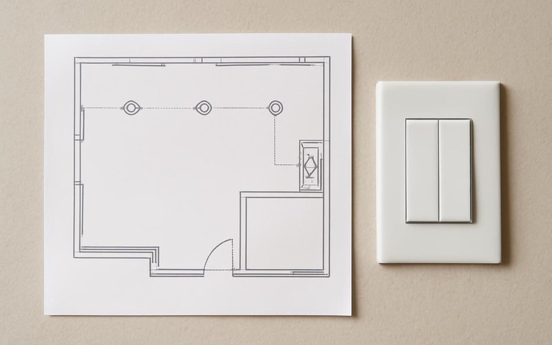 Lighting plan with recessed lights and switches