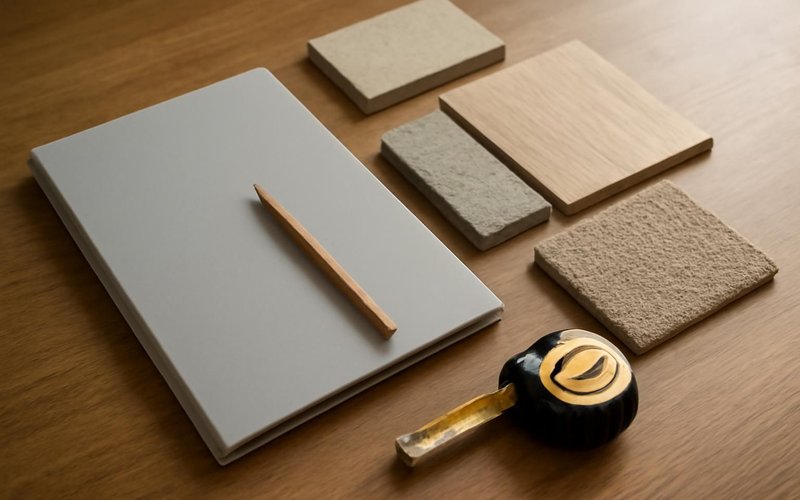 Signed drawing set next to a written estimate