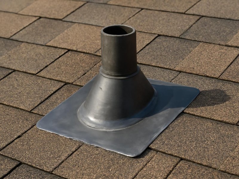 AI concept: Remodeled idea: new lead pipe boot sealed under the shingles