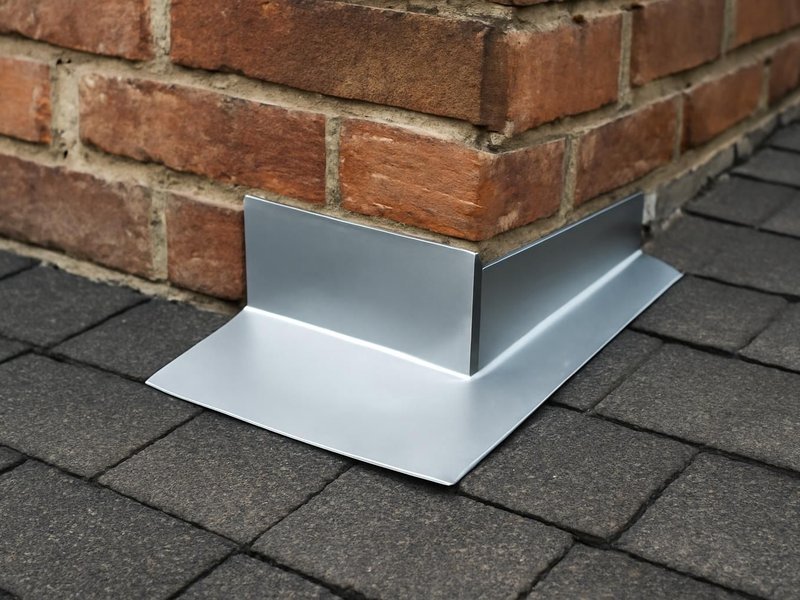 AI concept: Remodeled idea: new counterflashing cut into the mortar joints