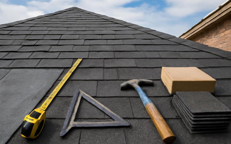 Roofing supervisor measuring a roof slope