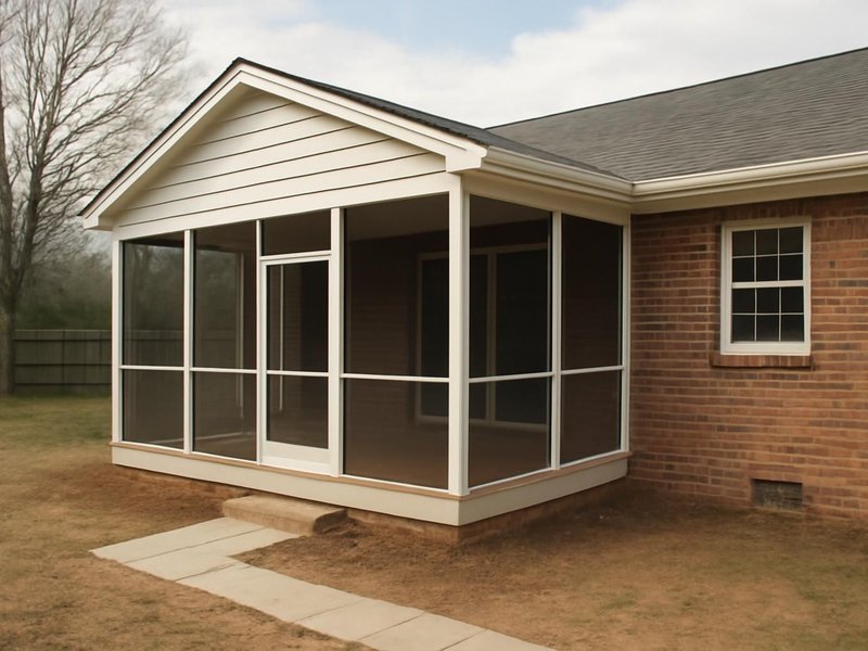 AI concept: Existing condition: bare side yard next to a brick ranch