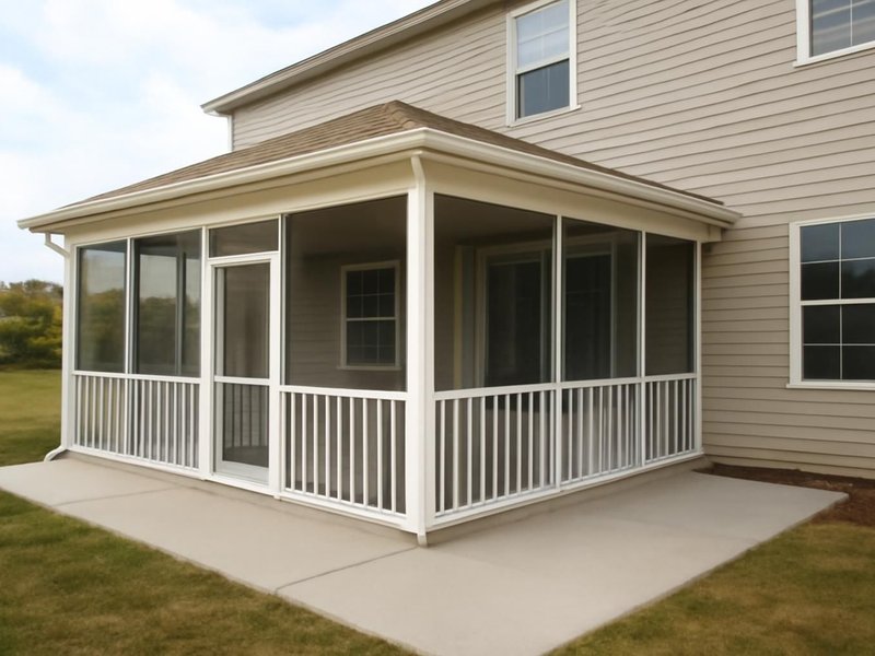 AI concept: Existing condition: concrete patio behind a two-story house