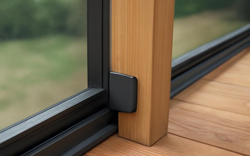 AI concept: Screen track system with a snap cap on a porch post