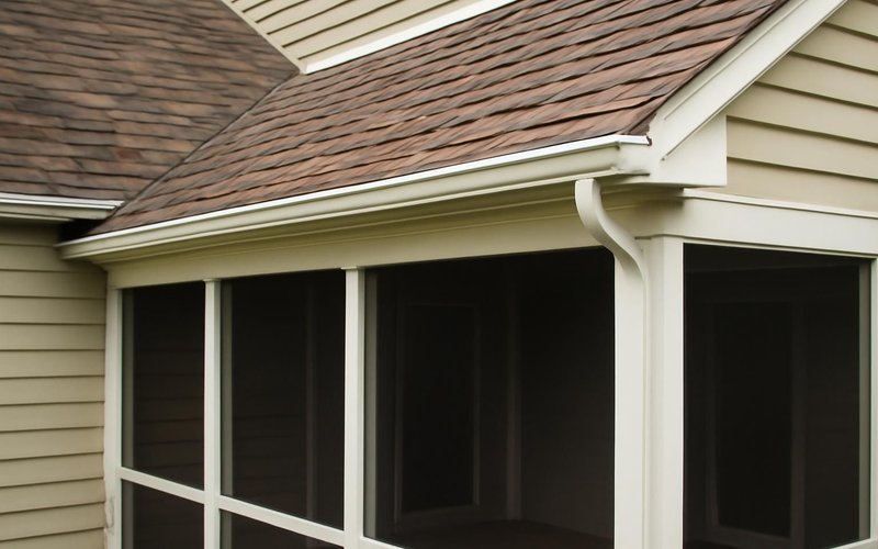 AI concept: Shingled screened porch roof matching the house