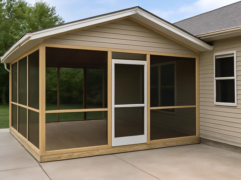 AI concept: New screened porch on a patio