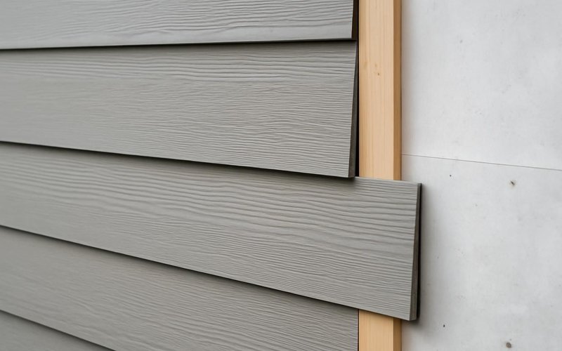 Fiber cement lap siding being installed