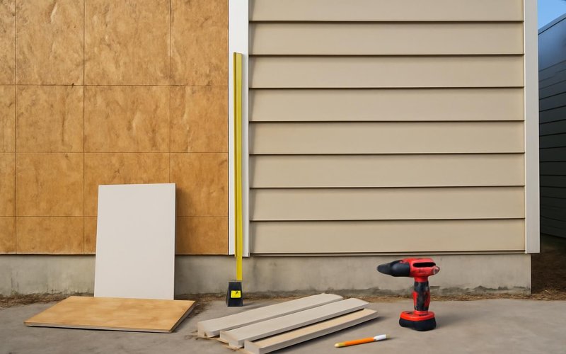 Supervisor measuring a sheathed addition wall