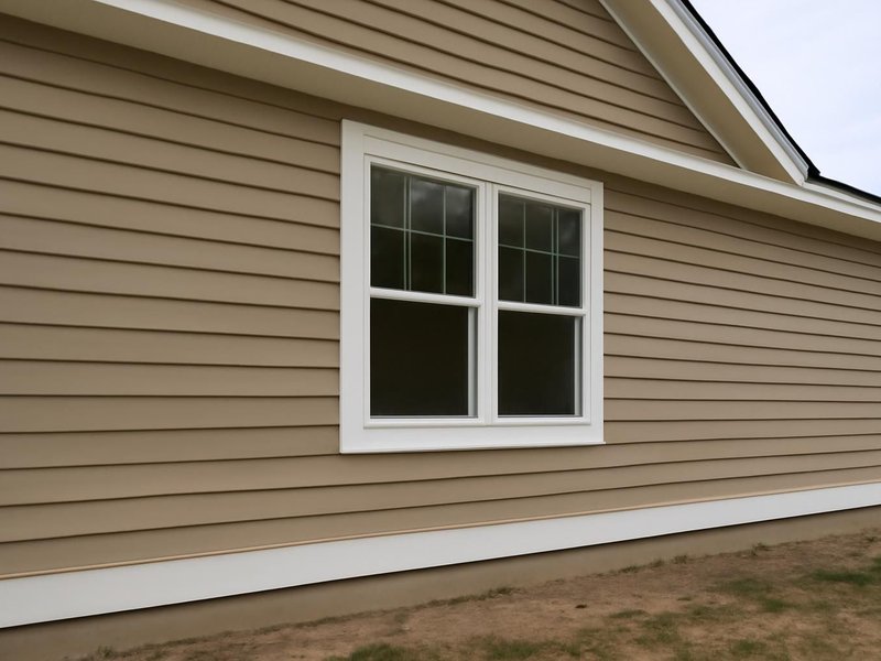 After: engineered wood lap with new trim, lifted clear of the soil