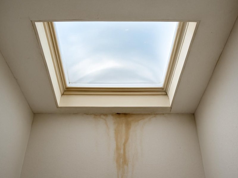 Before: old bubble skylight with a water-stained shaft