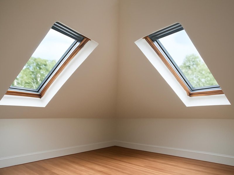 Two venting skylights, vaulted