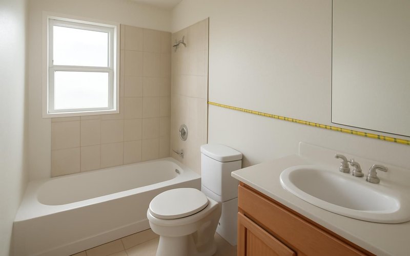 Tape measure across a small bathroom doorway