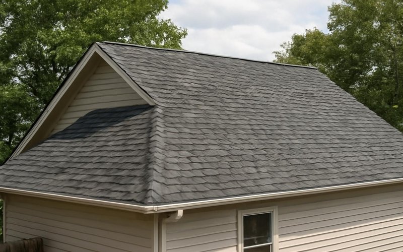 AI concept: New roof finished after storm damage repairs