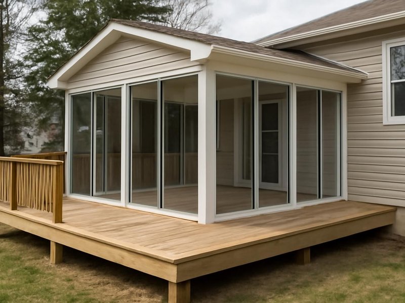 After: three-season room on the reinforced deck with sliding glass panels