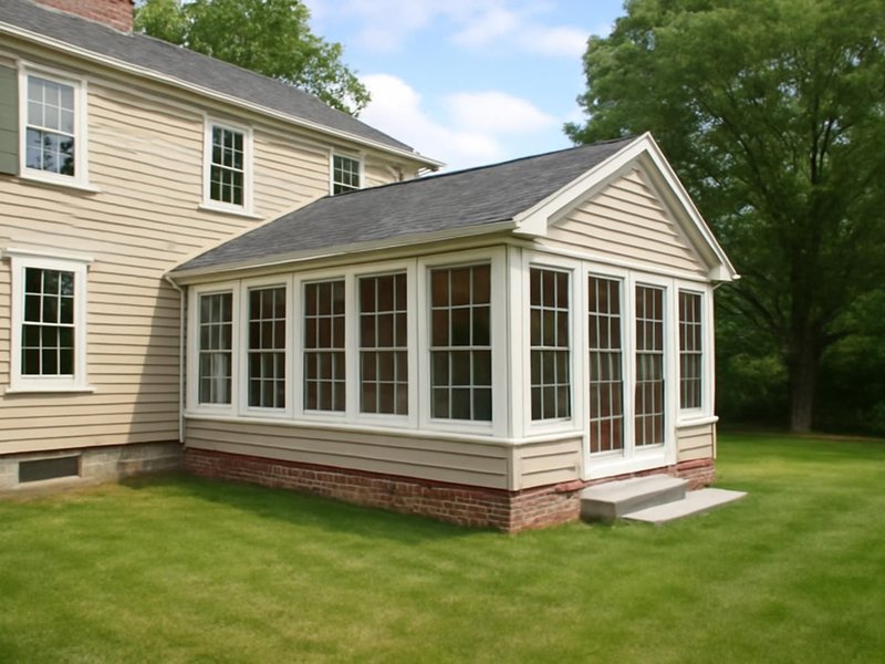 Before: lawn beside the kitchen of a colonial