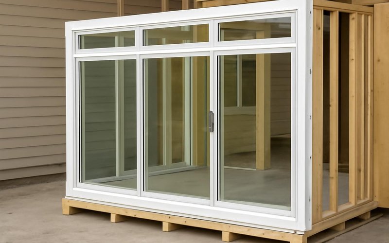 Factory-built sunroom window wall ready to install