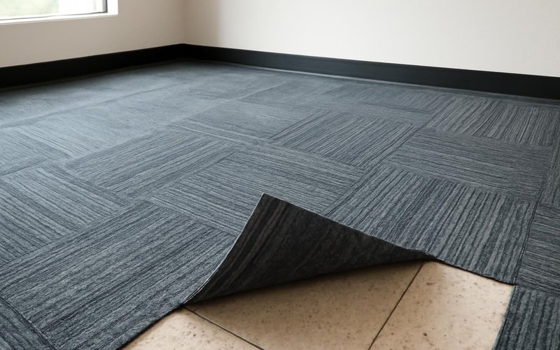AI concept: Carpet tile being laid in an office