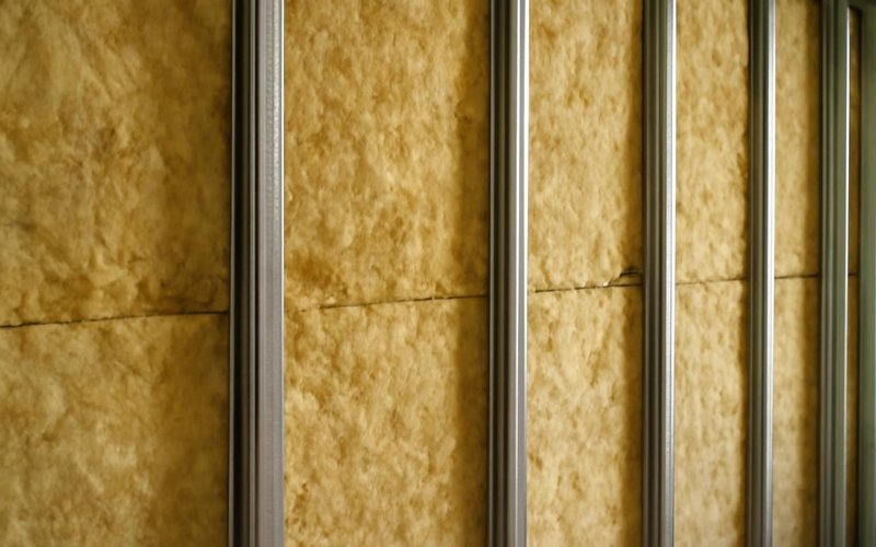 AI concept: Mineral wool insulation in a steel stud wall