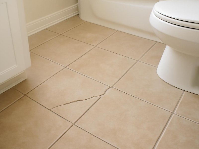 Before: cracked ceramic tile in a small bathroom