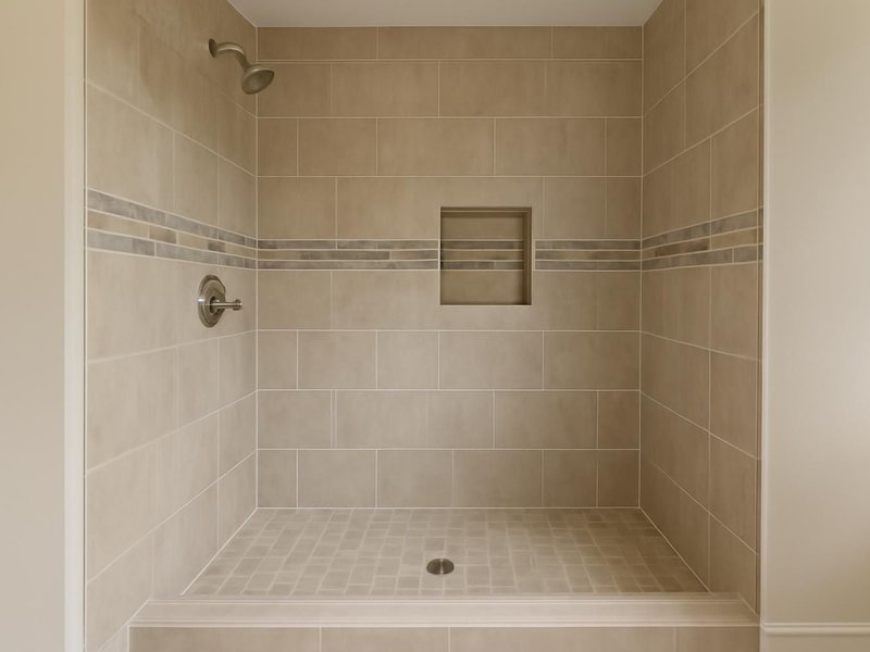 AI concept: Tiled shower with a niche