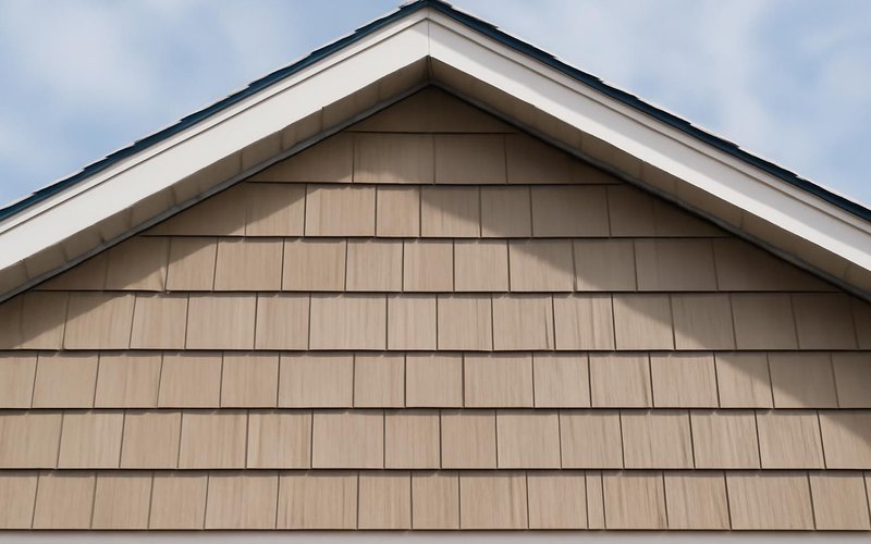 AI concept: Vinyl shake siding in the gable of a house