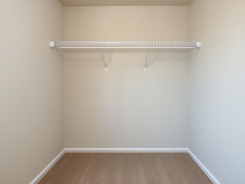 Before: walk-in with one sagging wire shelf and a single rod