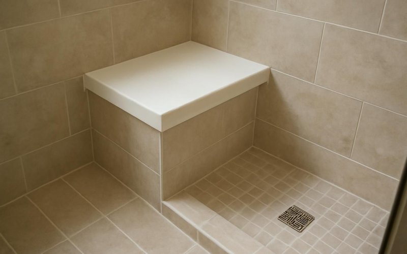 AI concept: Foam board shower bench before tiling