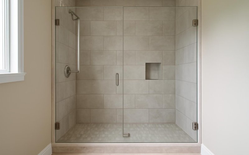 AI concept: Finished walk-in shower with frameless glass