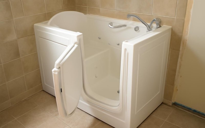 AI concept: American Standard walk-in tub with the door open