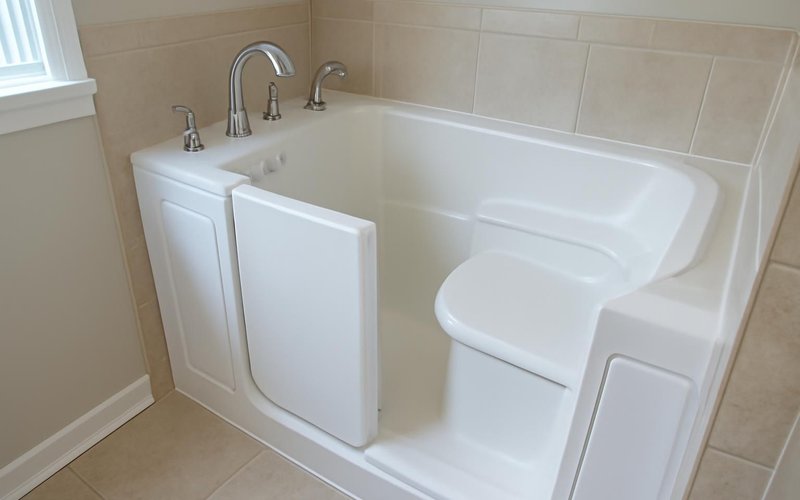 AI concept: Kohler walk-in bath with a heated seat