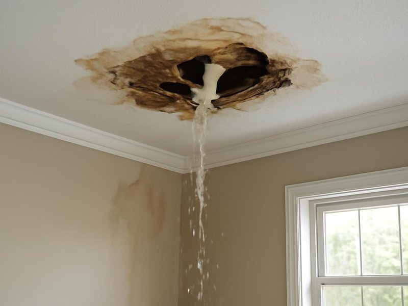 AI concept: Burst pipe through ceiling
