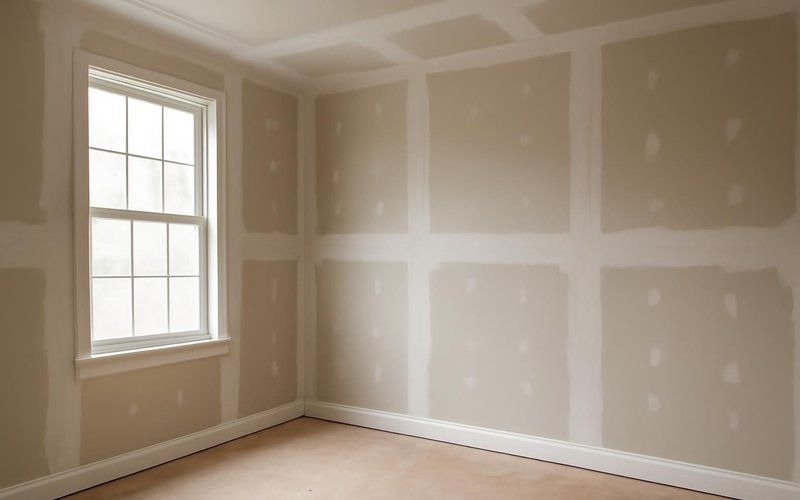 AI concept: New drywall being finished after water damage